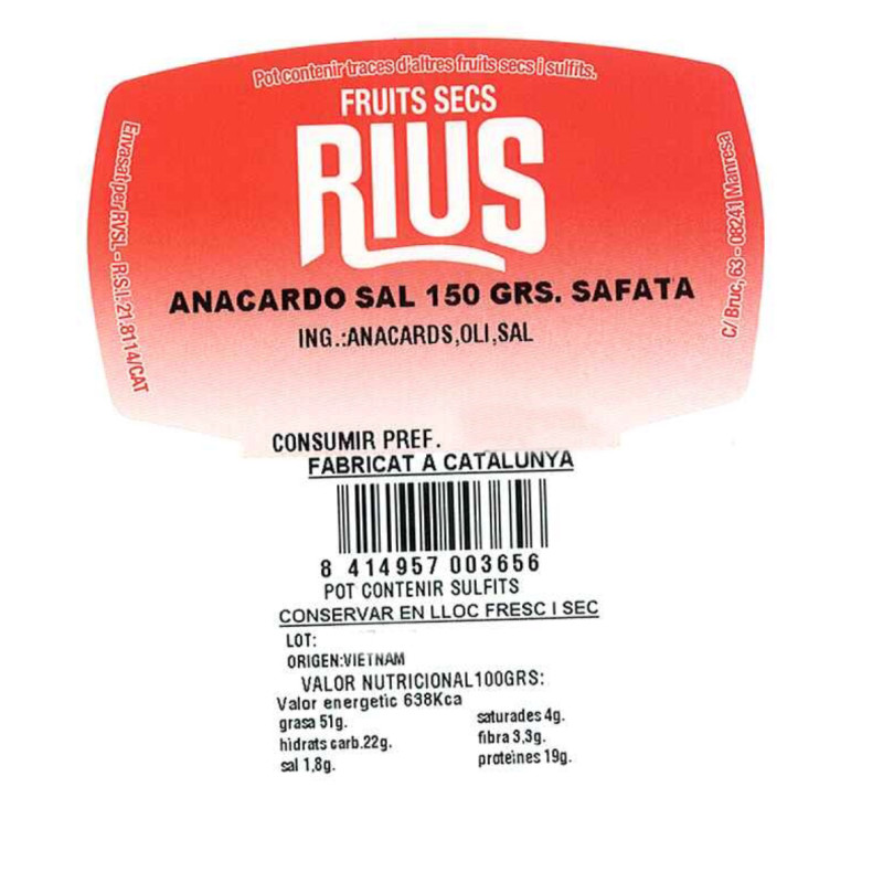 ANACARDOS SALADOS BANDEJA 150g