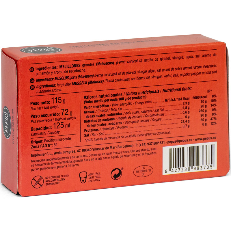 MEJILLONES EN ESCABECHE GRANDES OL-120