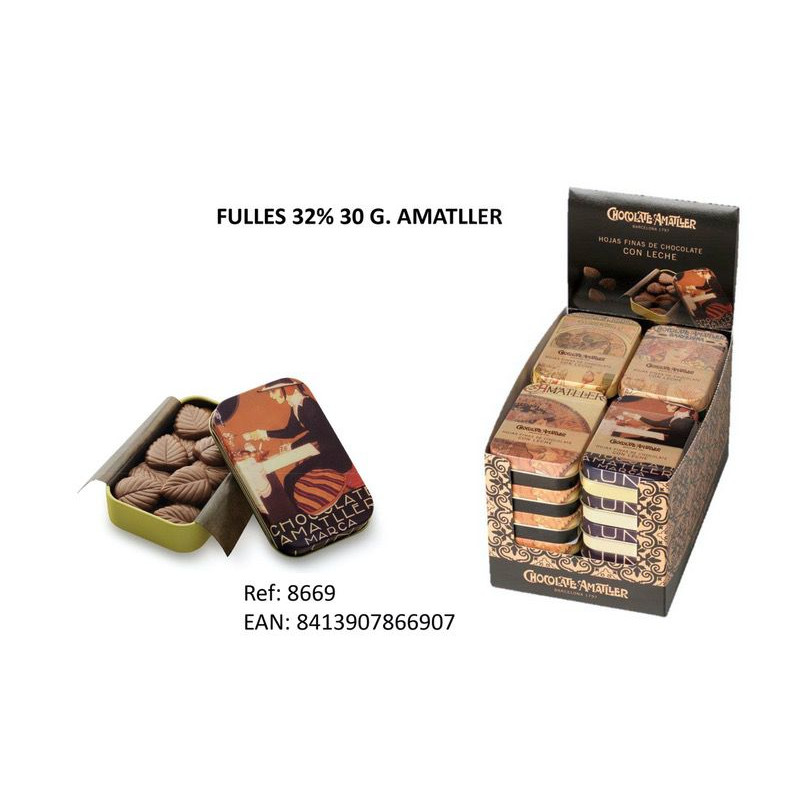 HOJAS DE CHOCOLATE 32% CACAO LATA 20/30g