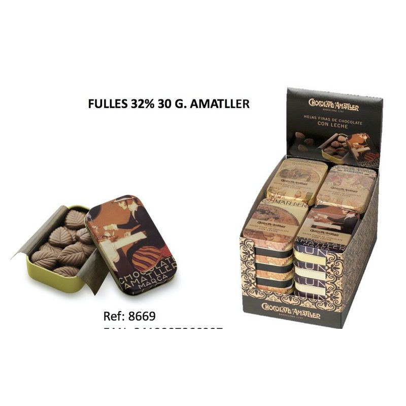 HOJAS DE CHOCOLATE 70% CAJA 20/30g