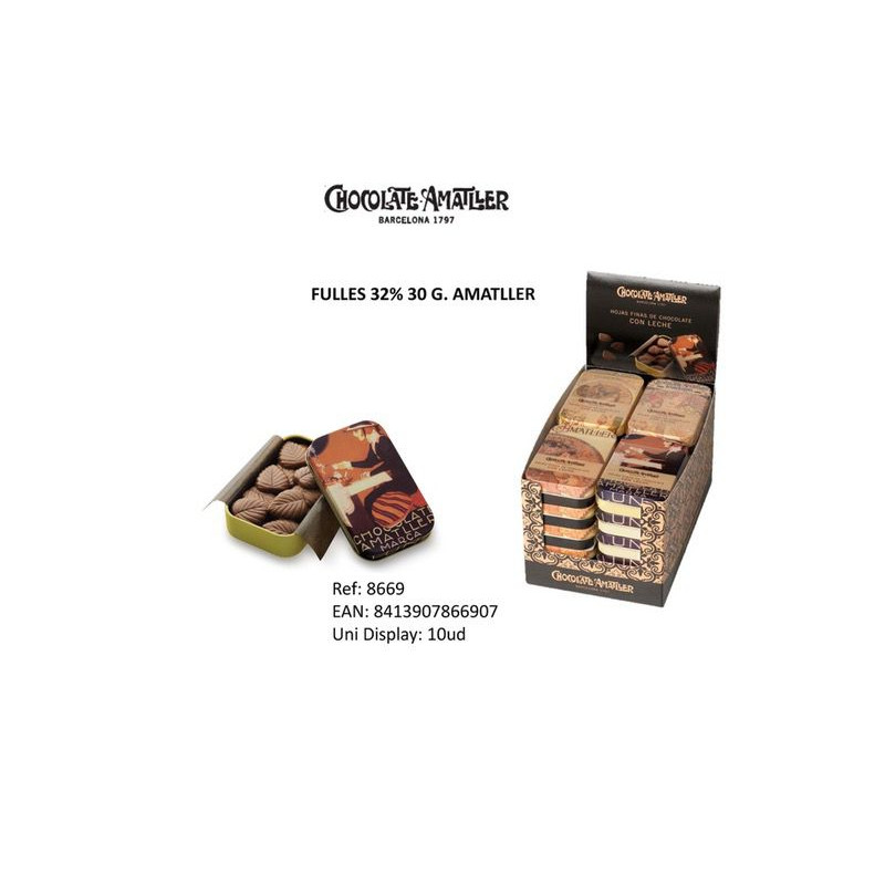 HOJAS DE CHOCOLATE 70% CAJA 20/30g