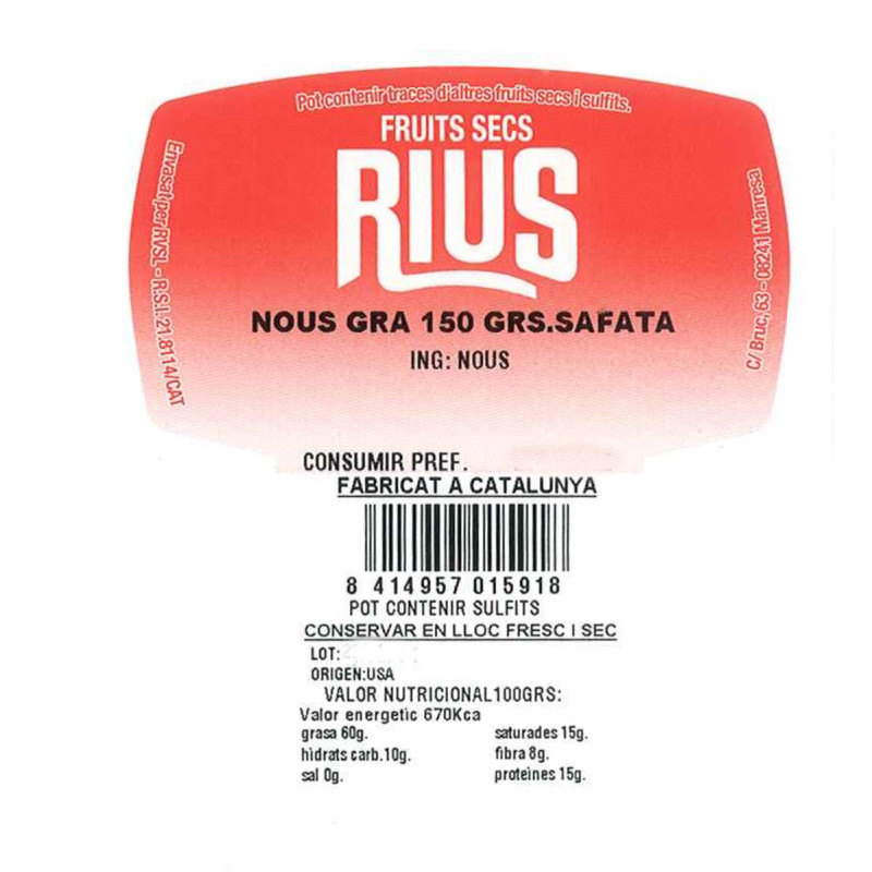 NUECES GRANO BANDEJA 150GR