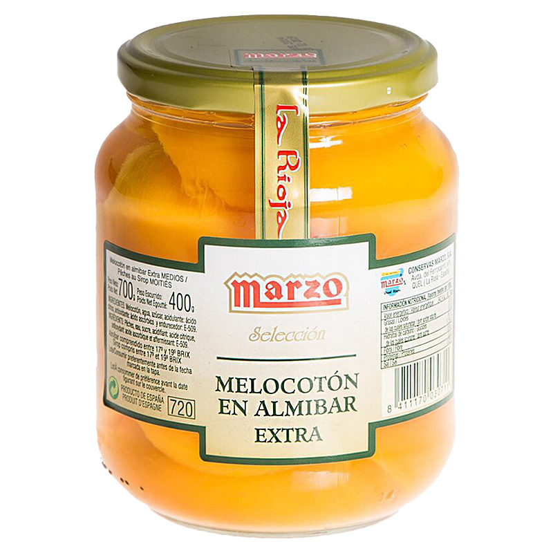 MELOCOTÓN EN ALMÍBAR A MITADES TARRO 6/700gr