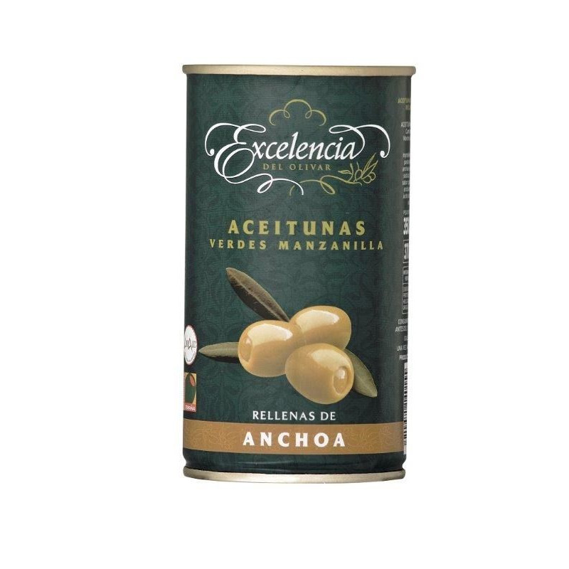 ACEITUNAS VERDE RELLENAS ANCHOA 180/200 LATA 350g