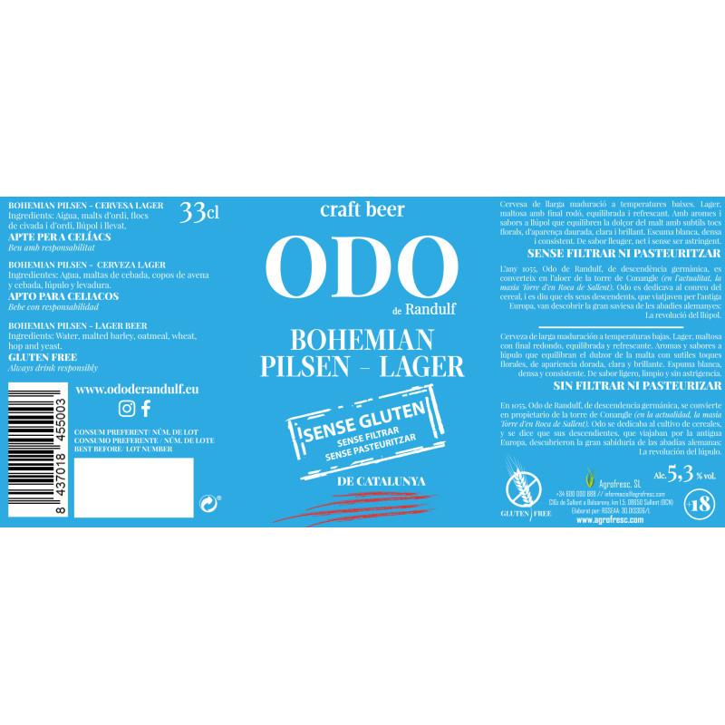 CERVEZA ART. BOHEMIAN PILSEN ODÓ DE RANDULF 1055
